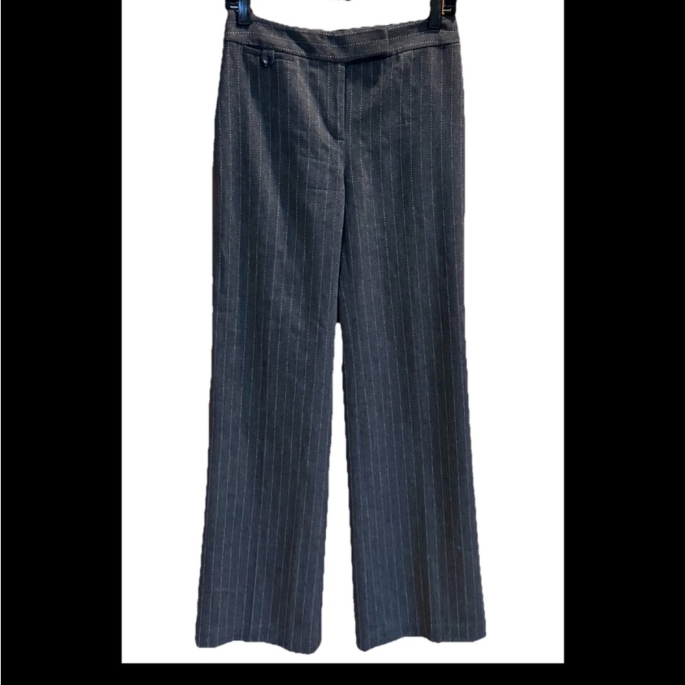 Ann Taylor Pinstripe Wool Blend Trousers Gray/Blue Lined Career Women’s Size 2